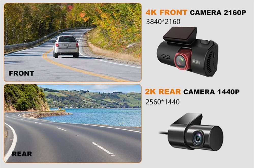Cardvrcam Front and Rear Dual Recording 4K High-Definition Dash Cam 5g Wifi Car Camera 3.16inch Screens