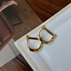 Metal fashionable trend retro design earrings with letters, simple and elegant design, trend of season, internet celebrity