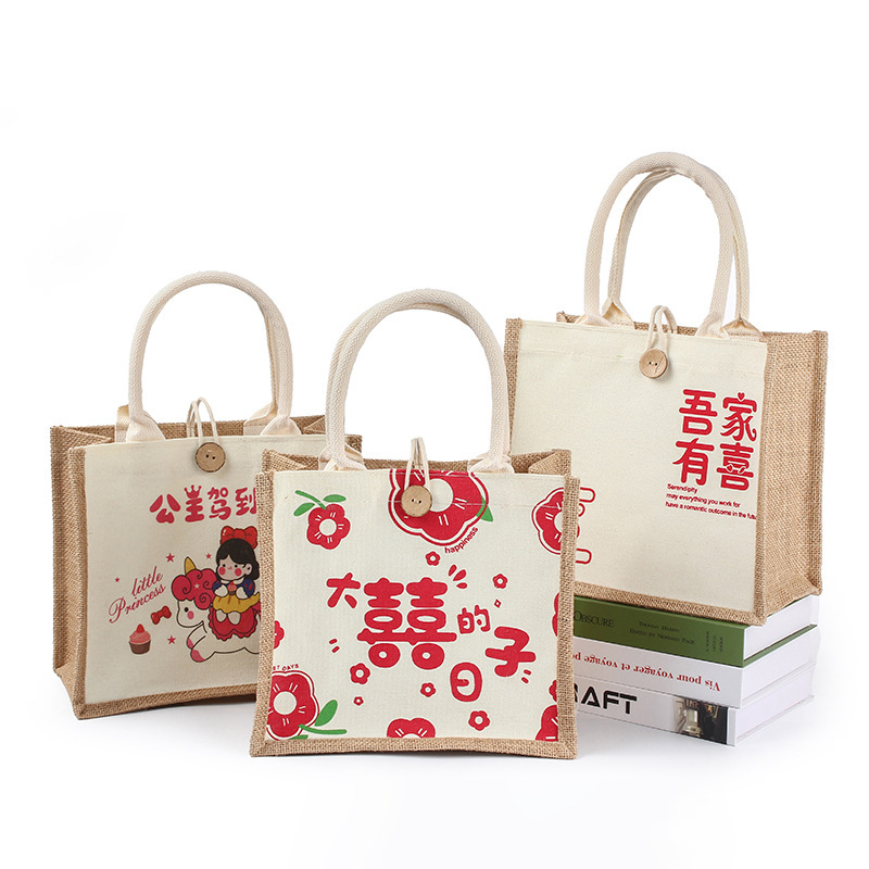 Jute Cloth Handbag, Fashionable Outing Student Lunch Box Bag, Lunch Bag, Children's Day Handbag, Gift Bag