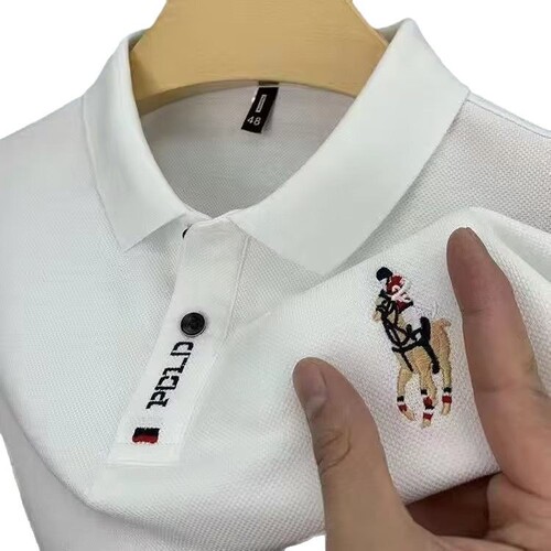 Men's POLO shirt summer casual new style embroidered lapel fashionable loose short-sleeved T-shirt embroidered all-match trend