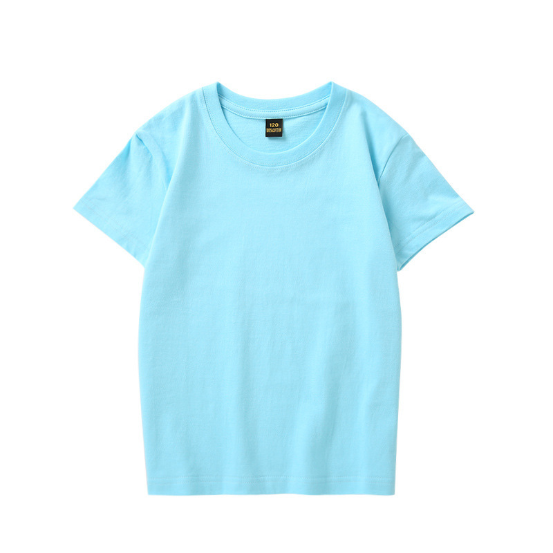 200g純綿子供半袖tシャツメーカー親子ゆるいカジュアルロゴ丸首男の子純色tシャツ|undefined