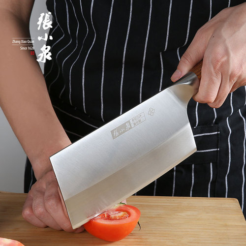 Zhang Xiaquan Marked Artisan Stainless Steel Three-in-One Steel Forged Bone-Slicing and Vegetable-Chopping Dual-Purpose Knife with Non-Slip Wooden Handle