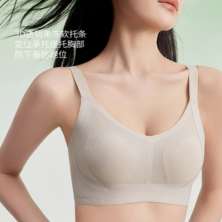 5603 Milk Skin Jelly Ultra-Thin Mesh Underwear Big Breast Revealing Small No Wires Soft Support Anti-Sagging Slimming Bra for Women