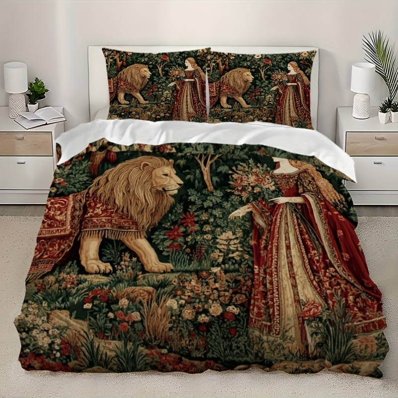 TEMU / JIT abrasión digital impresión cama colcha de cama pro-piel kit textil casero frío negro patrón de león fábrica fuente