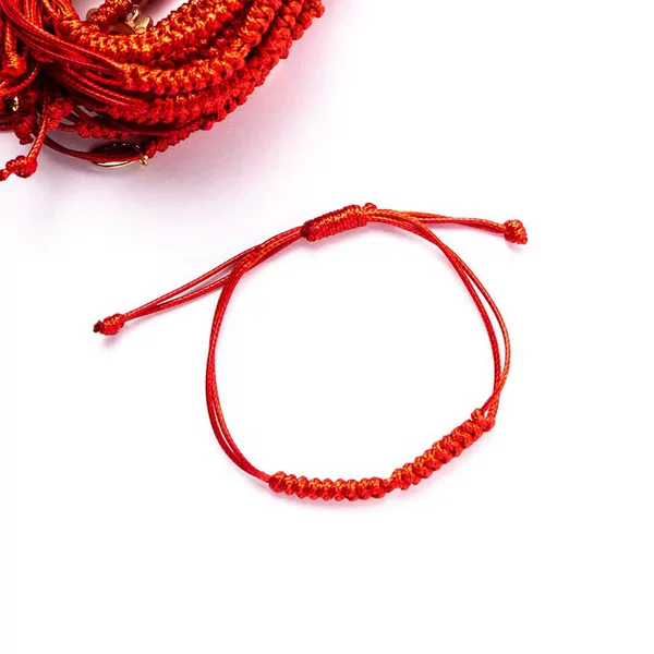 Factory Wholesale Waxed Thread Faux Leather DIY Handmade Woven Red String Bracelet Semi-Finished Product with Diamond Knot Three-Dimensional Decoration