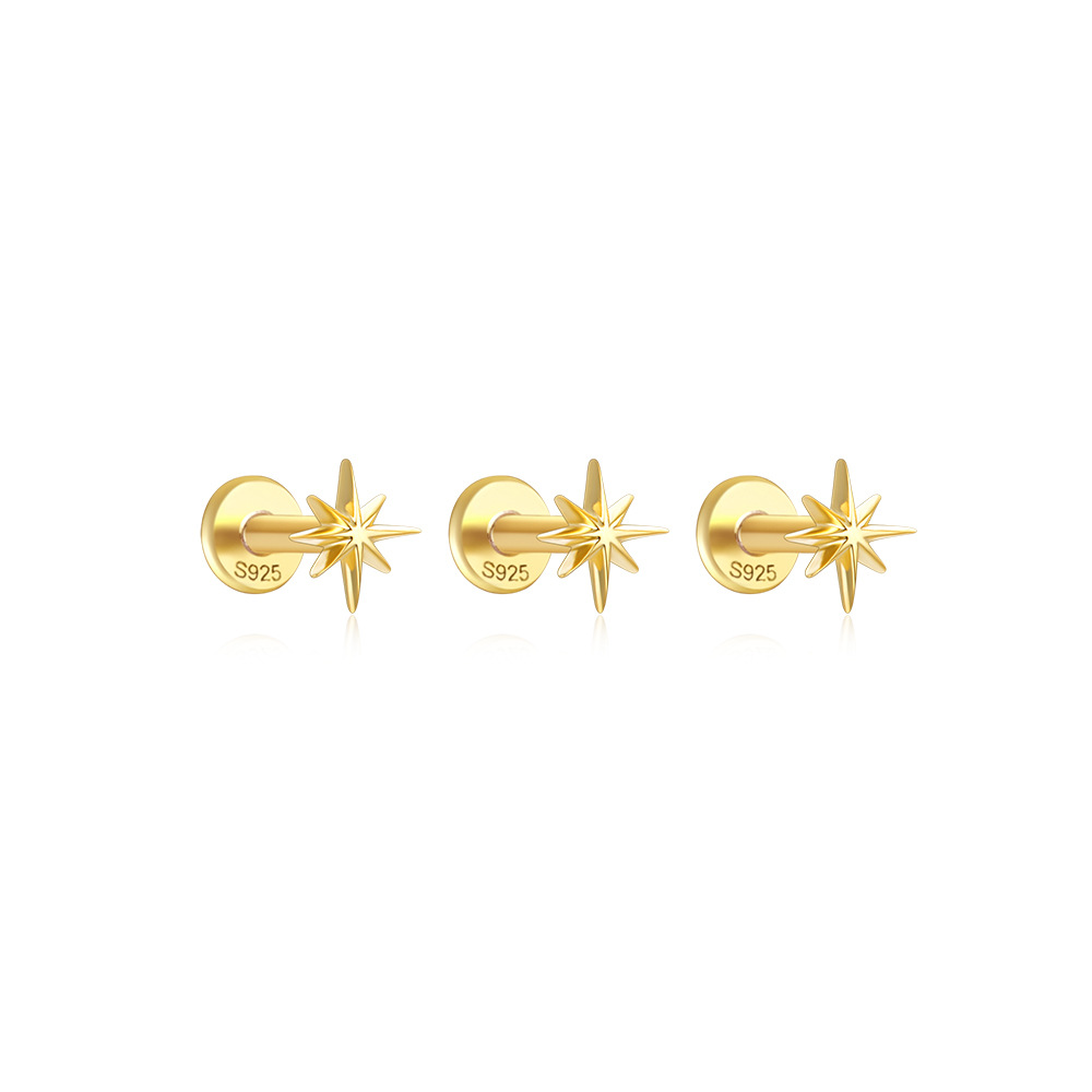 1g Weight Ear Studs Classification Ear Cartilage Rings & Studs Piercing Type 3 Pieces Set Quantity Daily, Festival Occasion 925 Sterling Silver Material Flower Pattern Women's Gender Plating Design Simple Style, Classic Style Style 3 Pieces Set Ear Cartilage Rings & Studs Simple Style Classic Style Flower 925 Sterling Silver Plating Ear Cartilage Rings & Studs 30