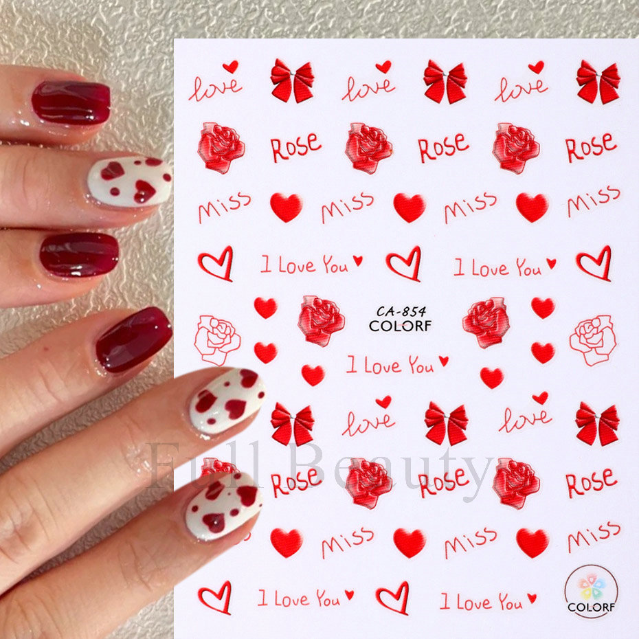 Valentinstag Süß Herzform Rose Blume Pvc Nagelaufkleber 1 Stück display picture 1