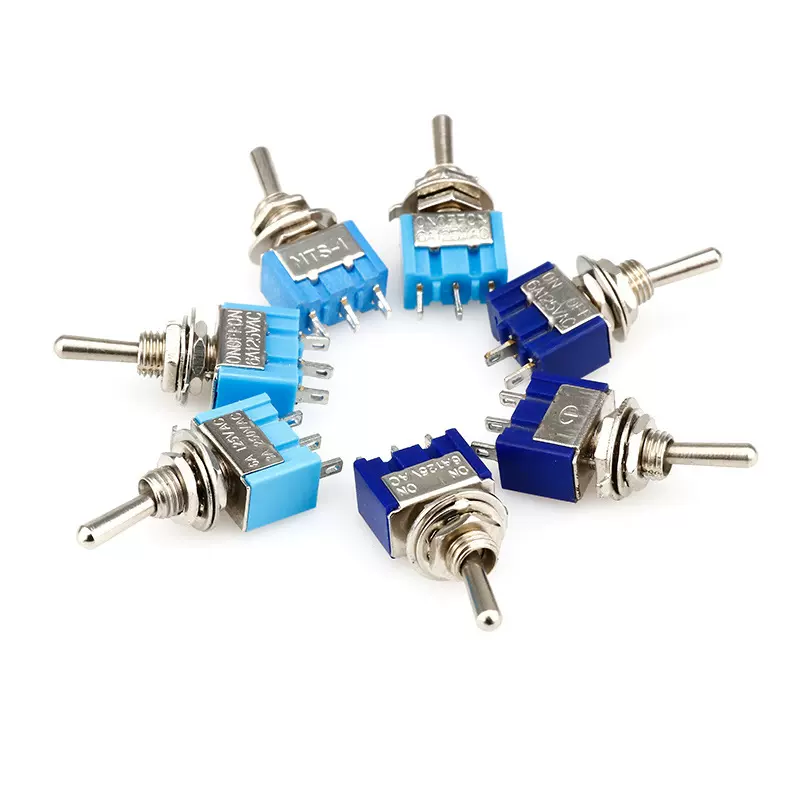 钮子开关 MTS-101 102  103  浅蓝色 深蓝色摇臂开关小型拨动6MM
