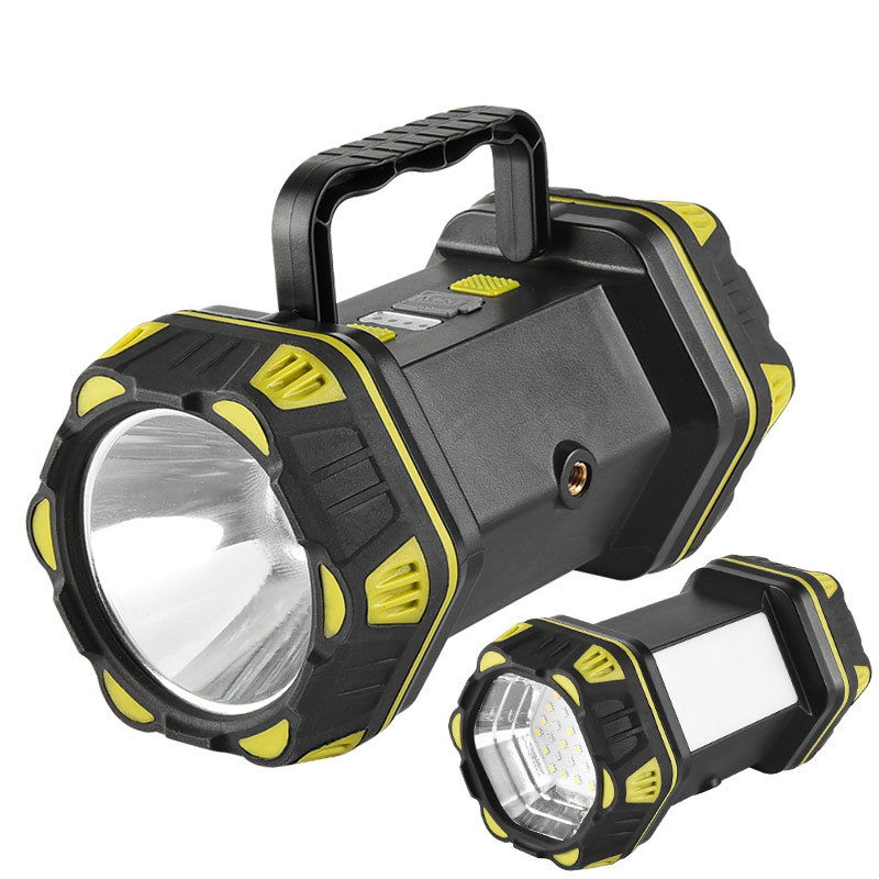 Nueva luz fuerte remoto reflector portátil recargable con salida USB luz lateral patrulla al aire libre camping lámpara portátil