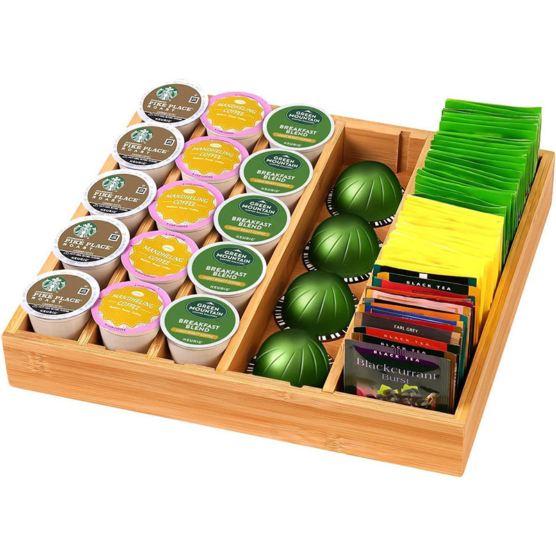 Bamboo Coffee Capsule Storage Box Tea Room Table Tea Bag Milk Heart Storage Box Drawer Inner Division Wooden Finishing Box Bamboo Coffee Capsule Storage Box Tea Room Table Tea Bag Milk Heart Storage Box Drawer Inner Division Wooden Finishing Box