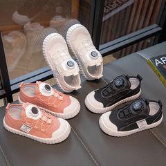 Children's canvas shoes for girls, suitable for spring and autumn, versatile casual single shoes for students, with rotating buckles, breathable white performance shoes for boys