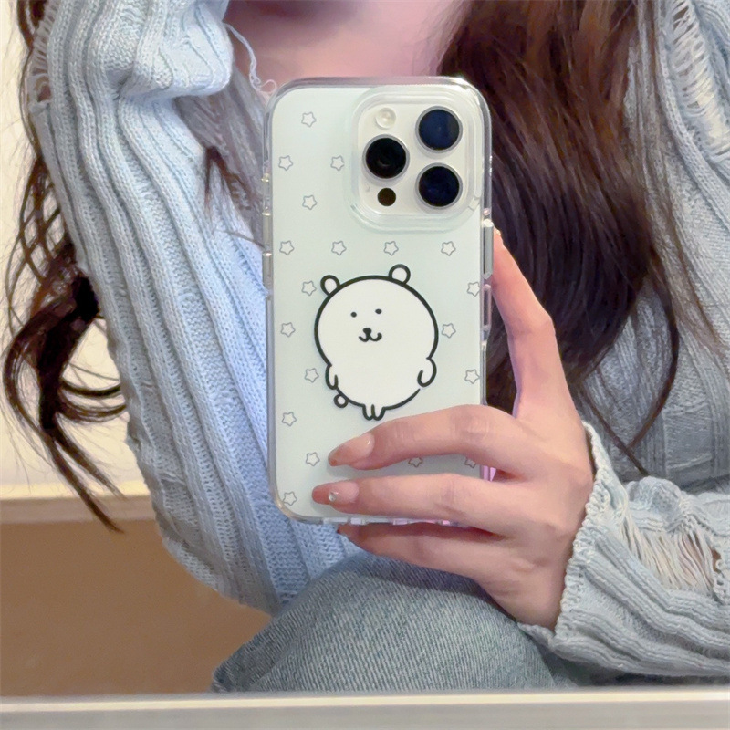 Pequeño oso de estrella verde menta fresca para iPhone16ProMax Apple 15Pro nueva pareja 14/13