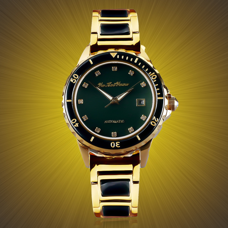 新疆和田玉手表男士全自动机械款腕表水鬼玉石防水夜光机械表