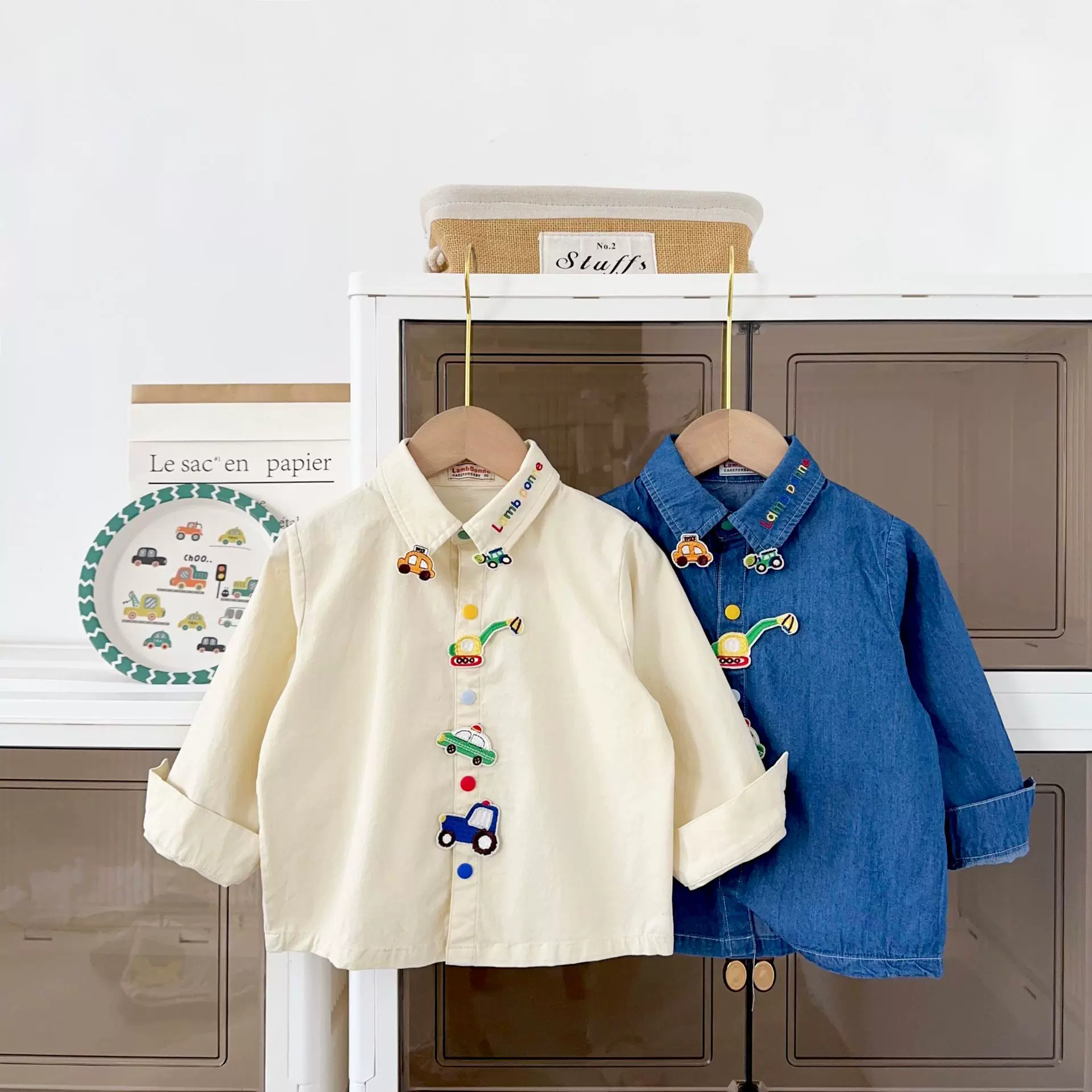 严选男童衬衫26年春季新款现货中小童春装上衣卡通刺绣儿童衬衫