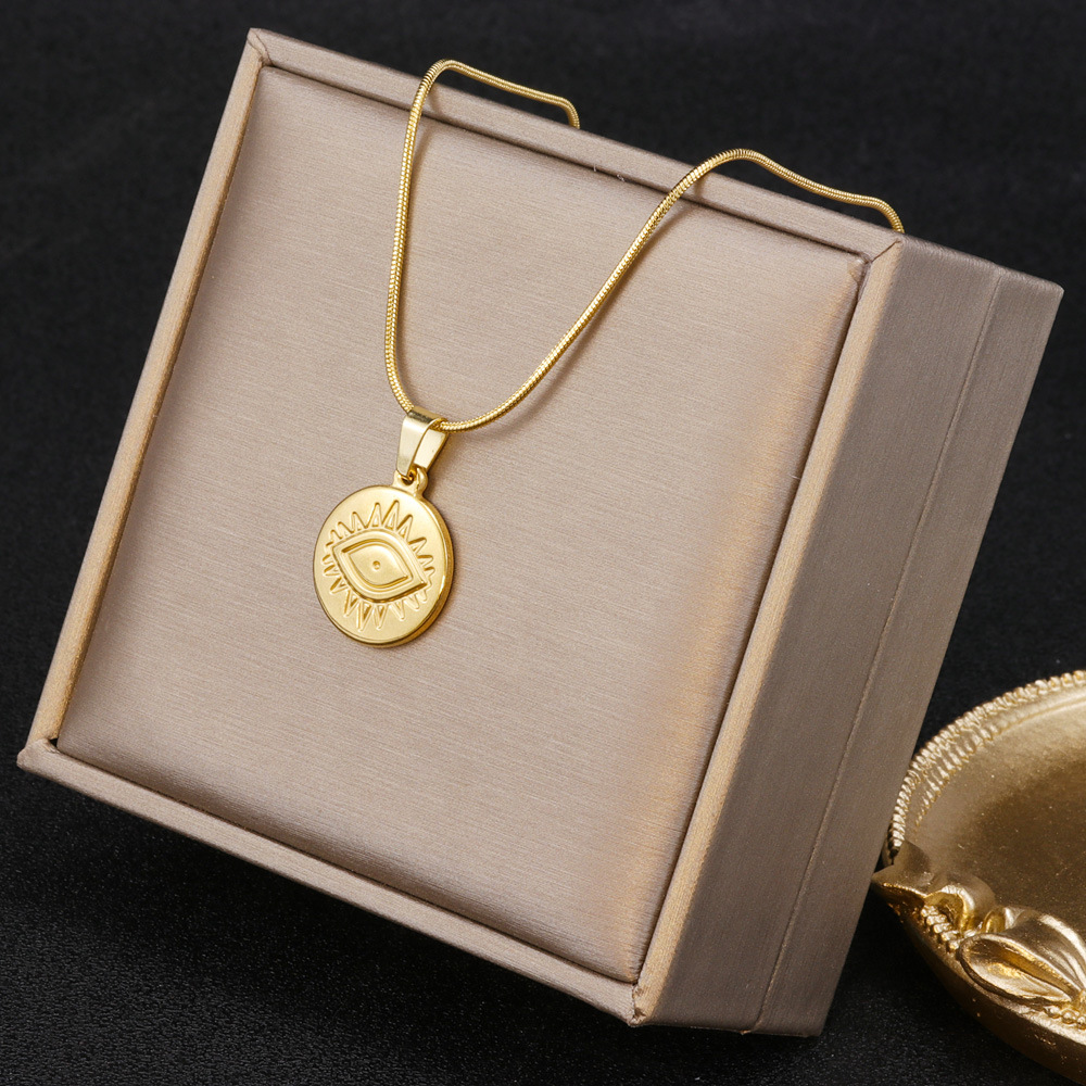 Simple Style Eye Stainless Steel Titanium Steel Patchwork Pendant Necklace_colorza_2