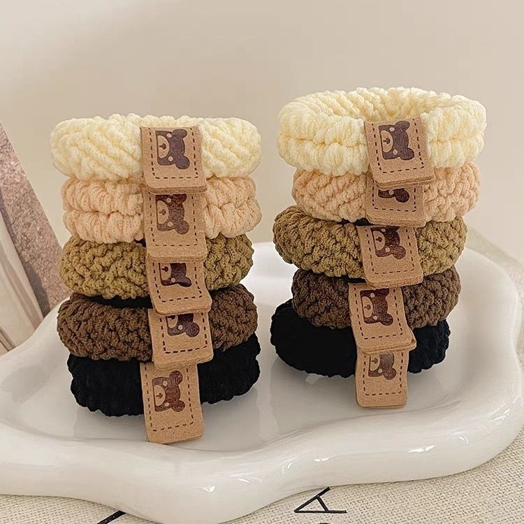 Elegante y lindo oso grueso cabeza cuerda de correa elástica alta mujer cabello nuevo cabello de galletas de cola de caballo alta cuerda de cabello