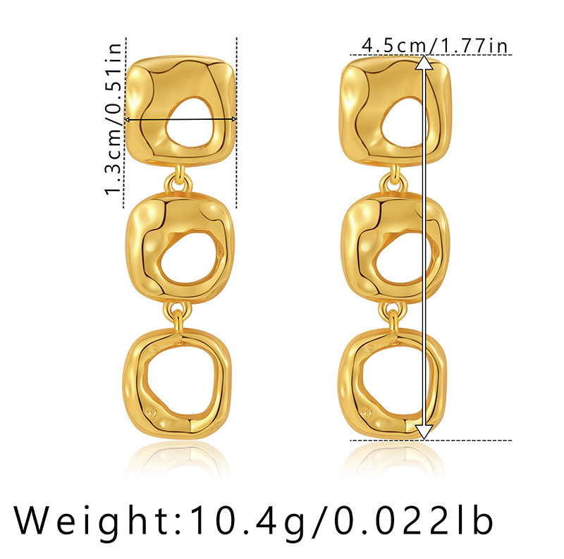 Retro Geometric Copper Hollow Out Drop Earrings 1 Pair