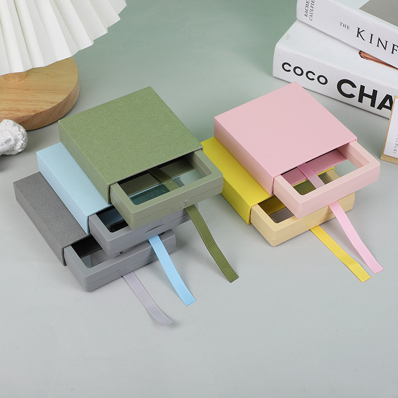 首饰品pe悬浮抽屉盒透明彩色戒指防氧化微章穿戴甲包装收纳外套盒