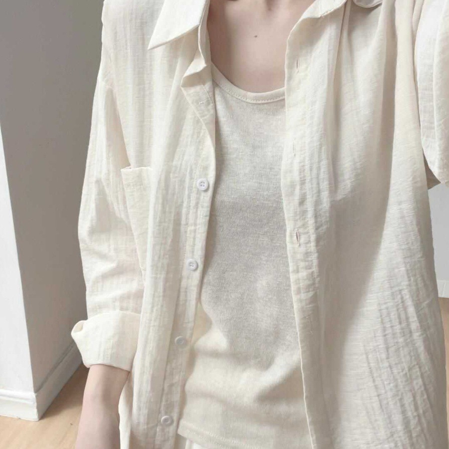 apricot Sunscreen Shirt Top Women's Summer Design Sense Niche All-match Long-sleeved Casual Shirt Thin Jacket