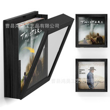 木制唱片收纳盒透明前窗专辑挂墙整理盒木制可悬挂CD照片收藏盒