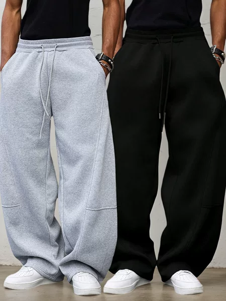 2025 Trend Spring and Autumn Men's Sweatpants American Style Heavyweight Versatile Straight-Leg Trousers Cross-Border Hot Item Casual Fashion