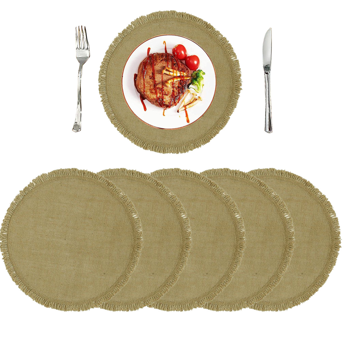 Nórdico simple yute placemat de lino tejido encaje placemat de encaje mantel aislante imprimible occidental