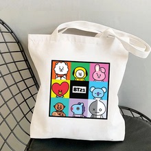 K-Pop Bt21 BTS卡通周边印花帆布包单肩包时尚手提袋购物袋托特包