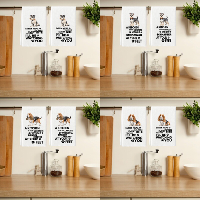 Cross-Border Digital Printing Household Kitchen Towels Dish Towels Table Cloths Decorative Tea Towels Cute Dog Towels