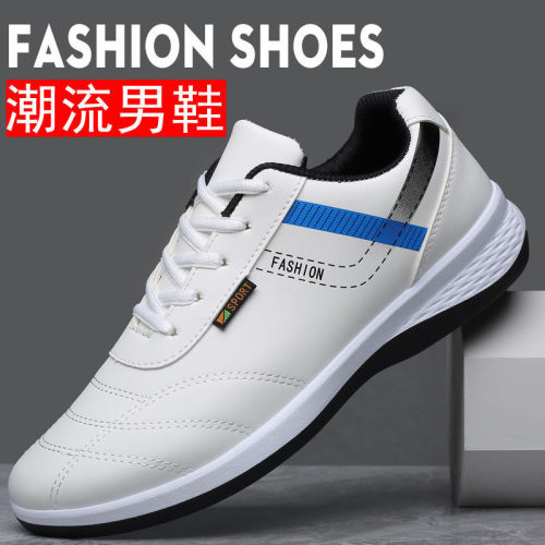 Autumn Men's Leather Casual Shoes, Breathable and Odor-Preventive Board Shoes, Korean Style Travel Shoes, Versatile Sports Shoes for Men