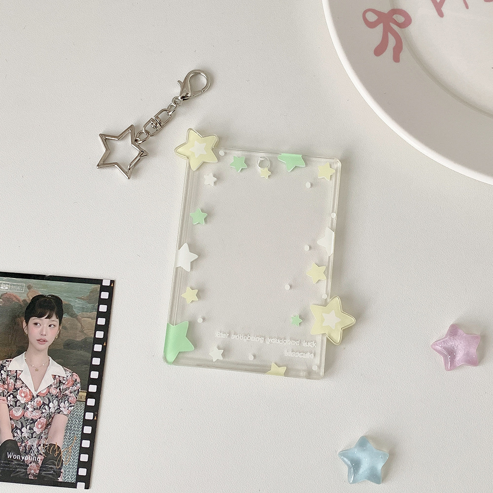 Hisocute tarjeta de estrella de color de tres pulgadas colgantes de pantalla de colgantes de tarjeta pequeña bolsa colgante