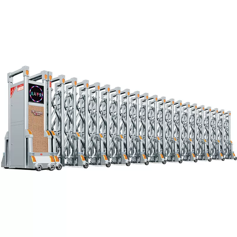 电动伸缩门铝合金工业厂房自动收缩推拉门学校工地电动门车牌识别