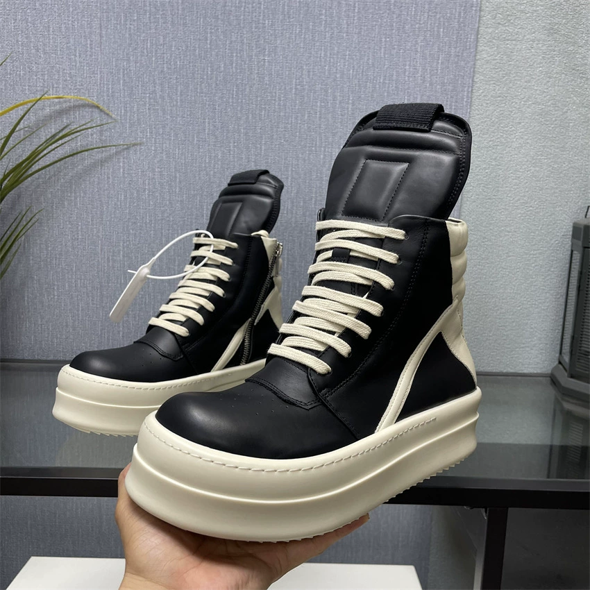 Прямые поставки с фабрики: кроссовки Taobao Douyin RO для мужчин и женщин, на толстой подошве, увеличивающие рост, черно-белые, основная модель, высокие кеды с перевернутым треугольным дизайном, увеличивающие рост.