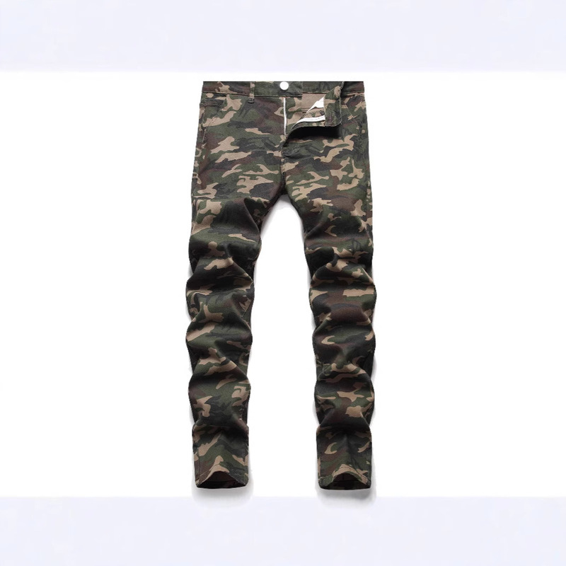 Leg-Lengthening Retro Camouflage Jeans European and American Versatile Slimming Look High Back Rate Multi-Color 2025 New Jeans