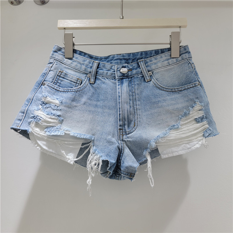 Pantalones Cortos de Mezclilla de Talle Alto con Desgastado para Verano