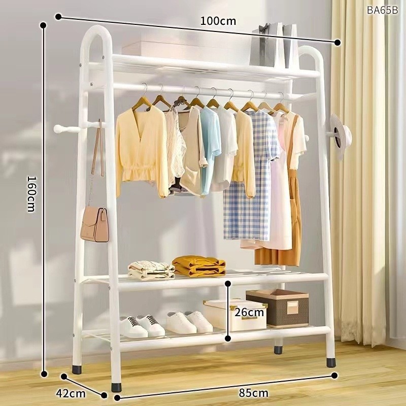 3겹 + 양면 후크가 있는 100CM 흰색 극