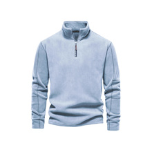 男装秋冬新款立领半拉链长袖卫衣欧美跨境潮流百搭男士摇粒绒上衣