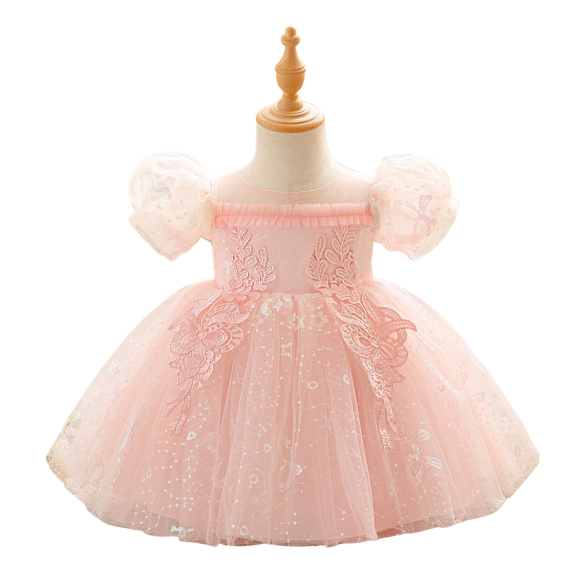Vestido de niños vestido de princesa esquinilla burbuja manga malla floral niña vestido de fiesta vestido de aniversario bebé vestido de baño image 6