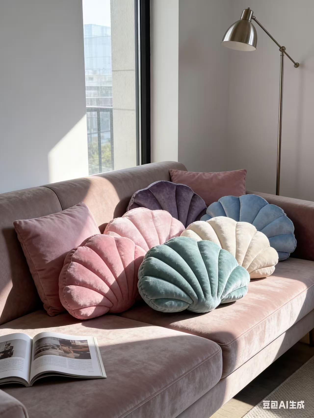 Zhang Yixing's Same Style Plush Shell-Shaped Pillow for Home Aquarium Decoration, Sofa Office Marine Animal Pillow