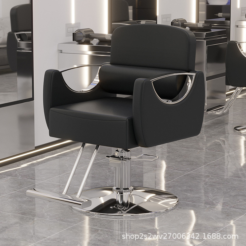 La misma silla de corte de pelo de la peluquería, el reposabrazos de acero inoxidable, la silla de permanente se puede levantar y bajar, la silla de peluquería, el pedal de acero inoxidable cruza la frontera. image 14