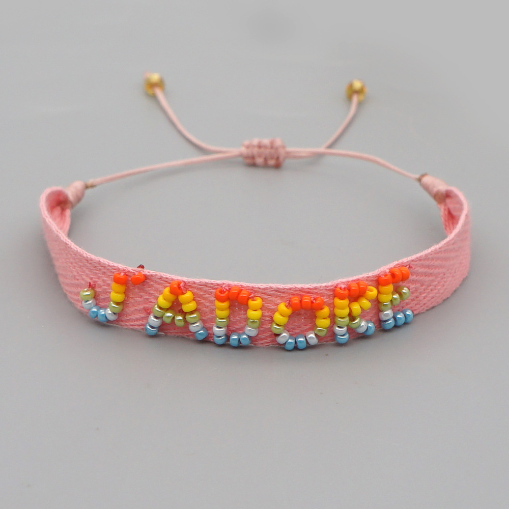 Simple Bohemian Ribbon Rainbow Love Letter Bracelet display picture 39