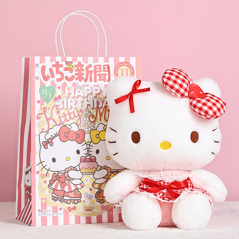 Auténtico peluche de Hello Kitty, muñeca de Hello Kitty, regalo para niñas, regalo de cumpleaños