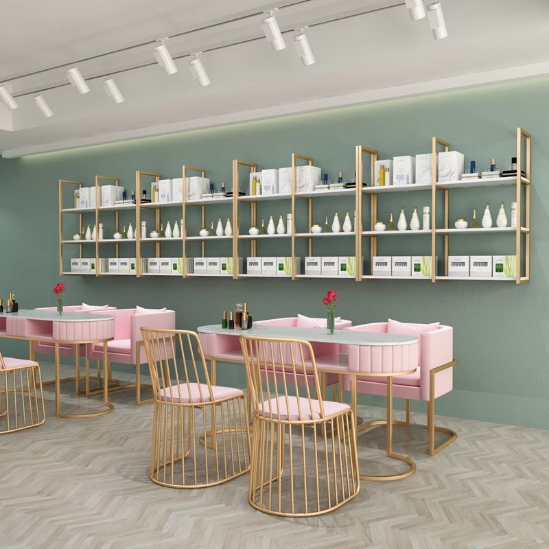 墙上置物架美甲美发美甲店美容院多层壁柜理发店货架书架化妆品架