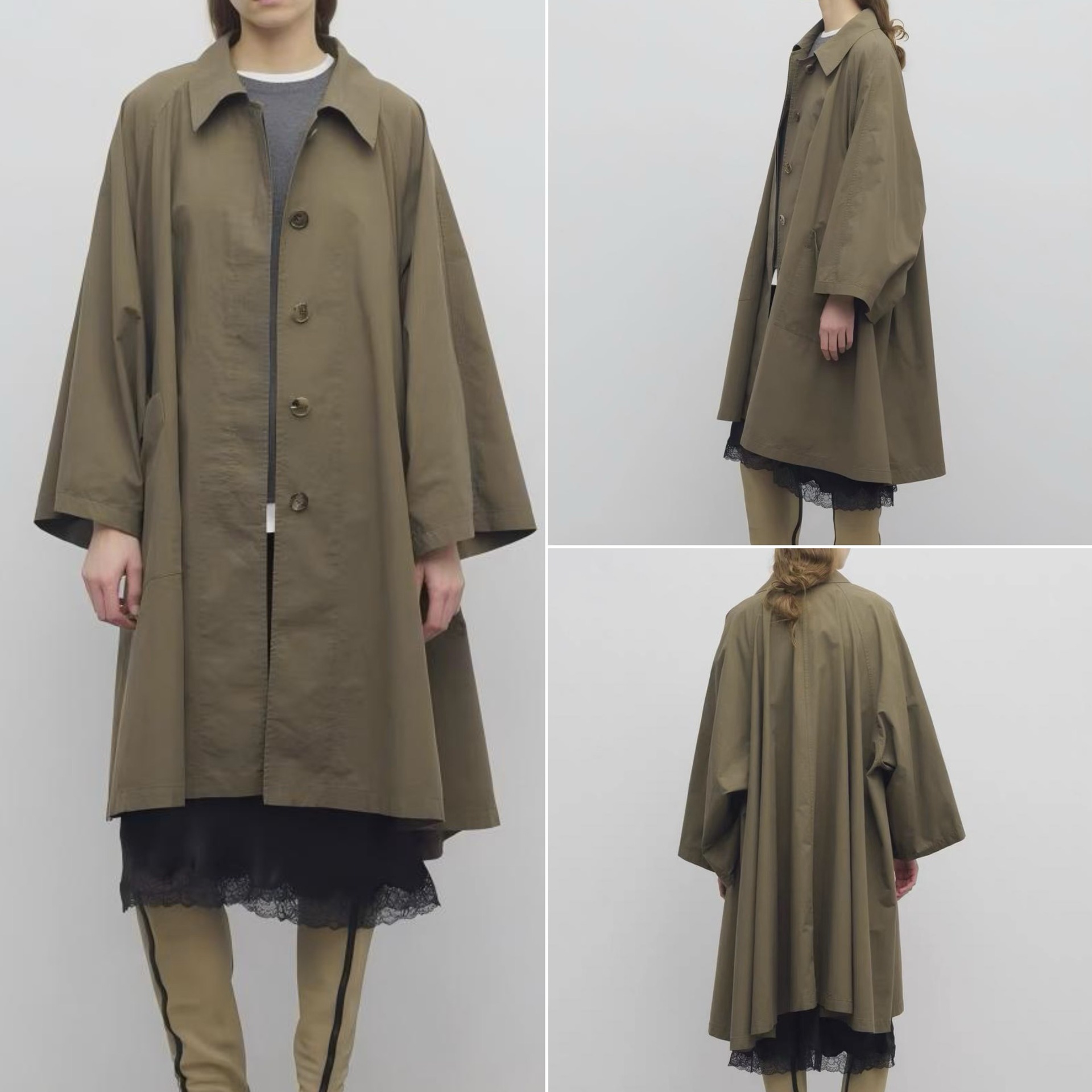 House25 Autumn and Winter Lazy Style Oversized a Version Normcore Silhouette Pleated Cloak Mid-Length Windbreaker Jacket for Women