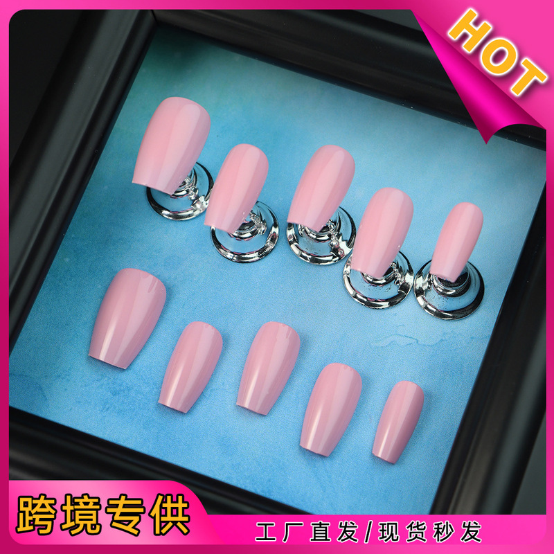 Cross-Border Solid Color Press-On Nails, European and American Sweet Cool Girl Style, Barbie Pink, Women's Y2K Trendy Nail Art, Fake Nail Tips