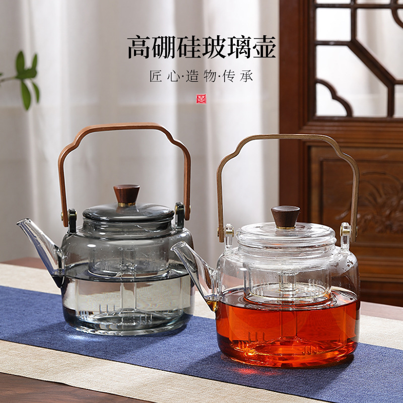Transparent glass teapot high temperature resistant beam pot household kettle boiling teapot cooking integrated teapot with tea filter