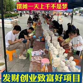 抖音爆款大号搪胶娃娃白胚儿童彩绘diy3D版石膏娃娃摆摊玩具批发
