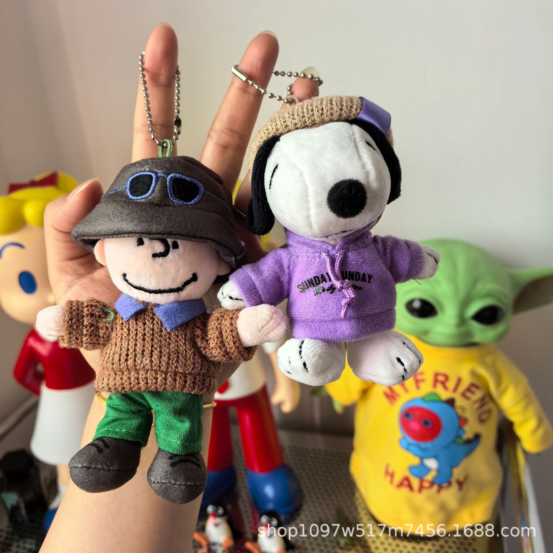 Estilo japonés de dibujos animados sombrero pequeño niño perro muñeca bolsa colgante llavero muñeca de peluche ciudad de juegos agarrar muñeca máquina