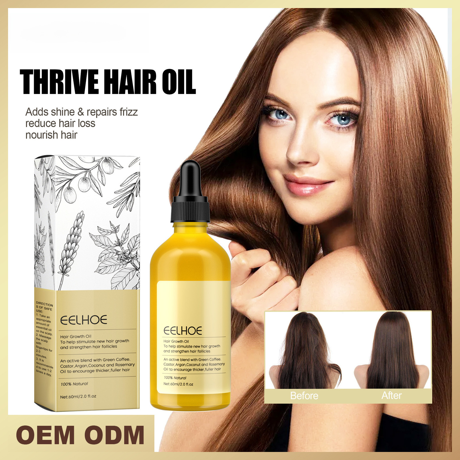 Eelhoe Rosemary Hair Care Essential Oil Hair Care Smooth Hair Gentle Nourishing Glossy Hair Care Oil
