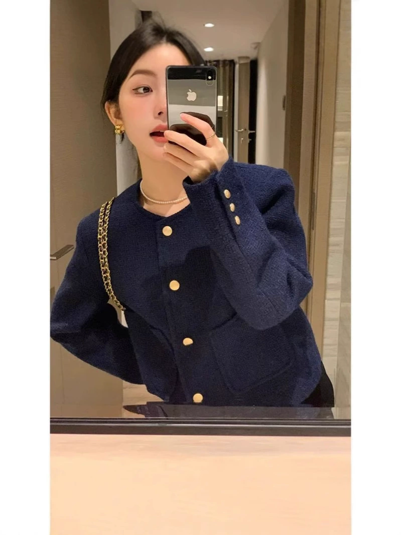 Длинный рукав осенний куртка в стиле французского ретро, стиль Chanel, оверсайз, свободный покрой