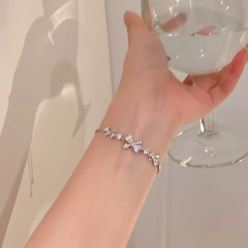 S925碎银子纯银蝴蝶手链女轻奢小众精致足银手镯手饰女友闺蜜礼物|undefined